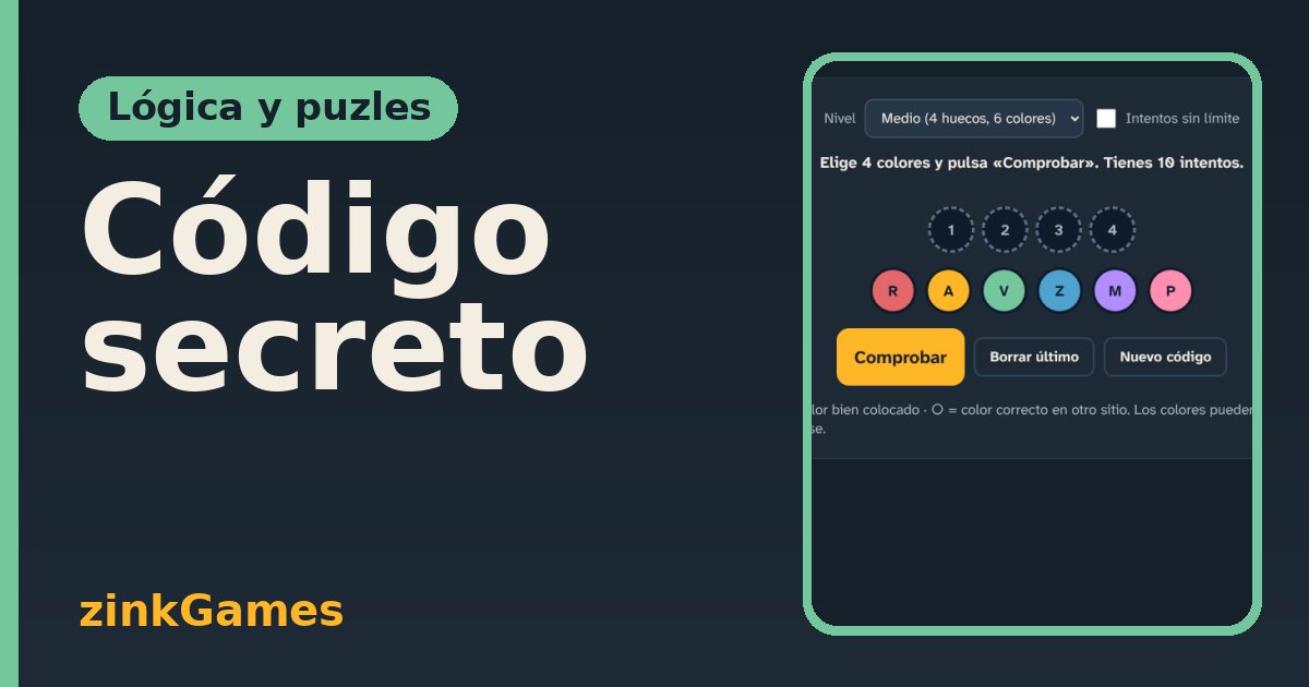 Captura del juego Código secreto: Descubre la combinación secreta de colores con las pistas de cada intento. Tres niveles…