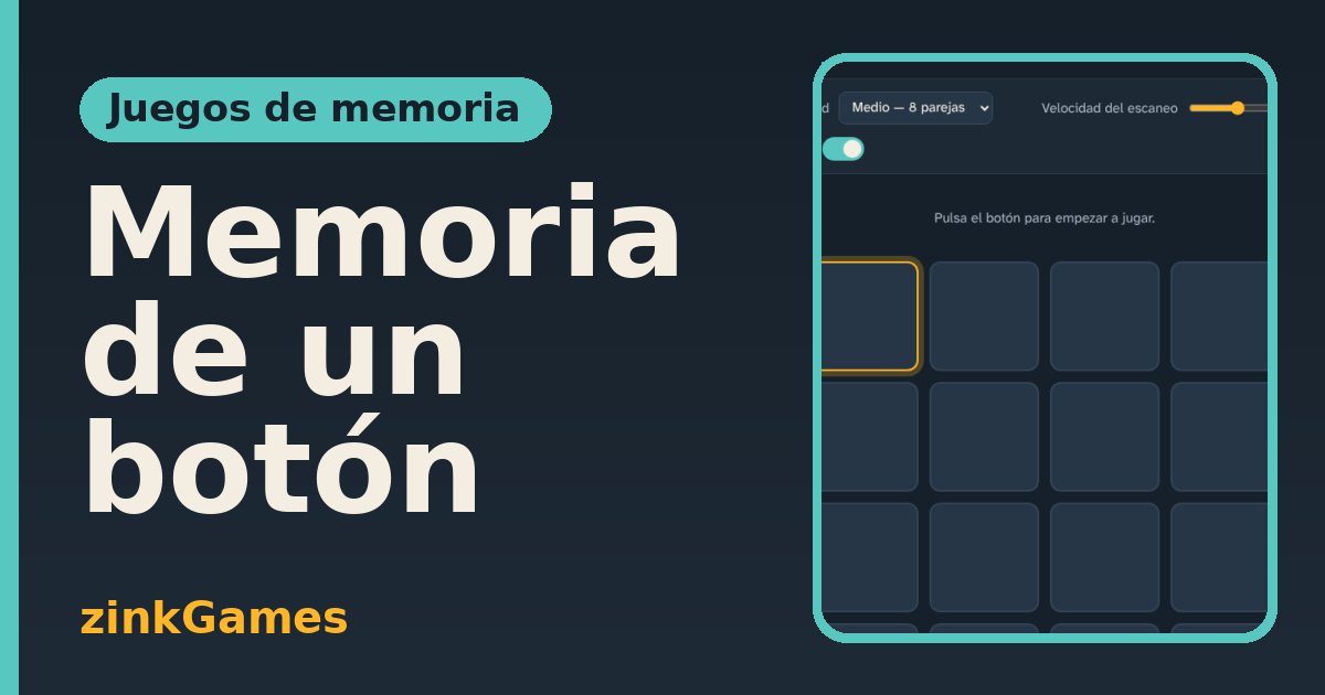 Captura del juego Memoria de un botón: Juego de parejas que se juega con un solo botón: un cursor recorre las cartas y tú…